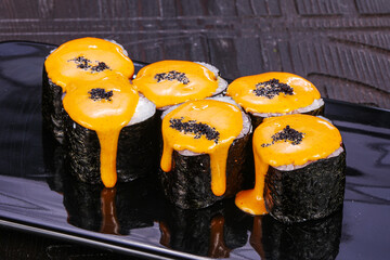 Japanese roll maki with salmon