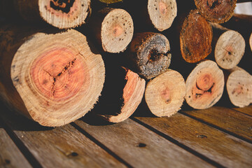 A pile of sawn timber used for firewood