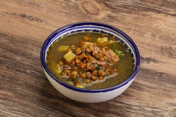 Lentil soup with chicken and vegetables