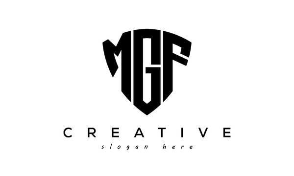 MGF letters creative logo with shield	