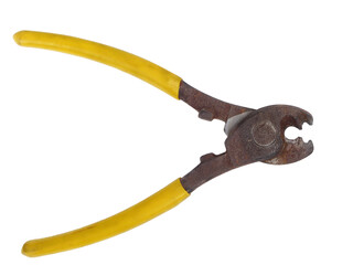 Old rusty pliers isolated on white background
