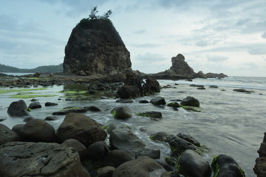 Landscape view of the beach in Yogyakarta, Indonesia