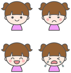 女の子のいろいろな表情　アイコンセット.