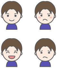 男性のいろいろな表情　アイコンセット.