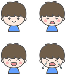 男の子のいろいろな表情　アイコンセット