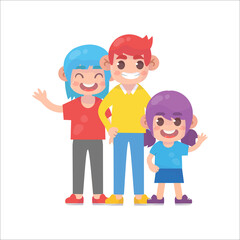 Happy family standing together illustration 