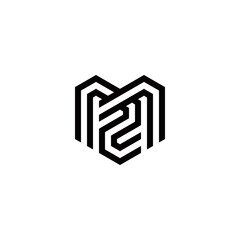 m z mz zm initial logo design vector template