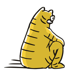 年賀状素材 後ろ向きに体育座りするトラの着ぐるみを着た人物