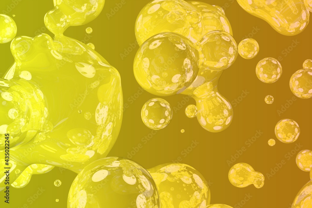 Poster yellow soap shining slime abstract gradient texture 3d illustration - soft focus background design t