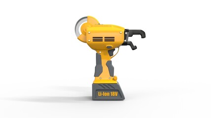 electric reinforcing bar wire tier tool, isolated design industrial 3D illustration