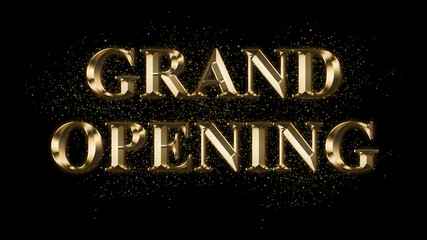 GRAND OPENING, Gold Text Effect, Gold text with sparks, Gold Plated Text Effect