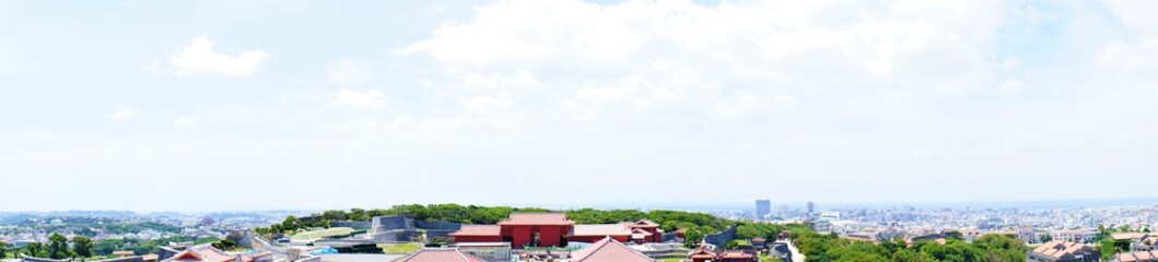 Aerial view of Naha city from Shurijo castle in Okinawa, japan. Panorama - 沖縄 那覇市の街並み