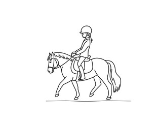 Young rider trotting on a small pony.