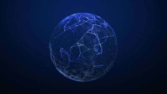 Abstract blue plexus sphere background. Abstract plexus sphere for work theme, business or technology. 4k animation