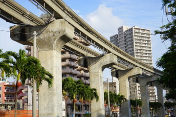 City landscape of Naha and Railway in Okinawa, japan - 日本 沖縄 那覇市の街並み...