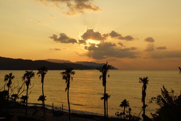 奄美大島・大浜海浜公園の夕焼け