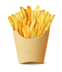 french fries in box realistic vector - obrazy, fototapety, plakaty