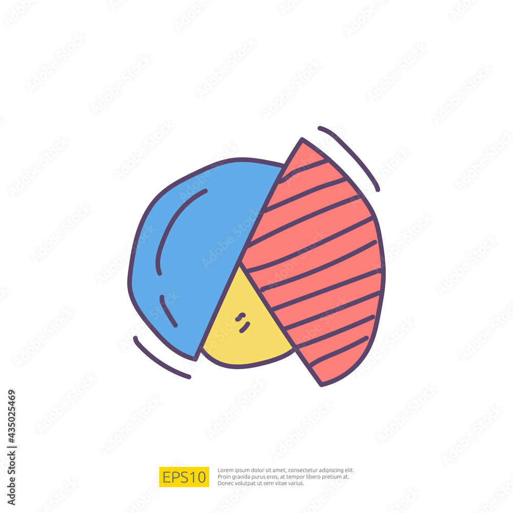 Poster data report and presentation concept doodle icon with graphic chart document. statistics science tec