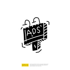 outdoor billboard advertising doodle icon sign symbol vector illustration