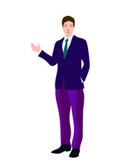 The character of a business man. Male vector character, isolated.