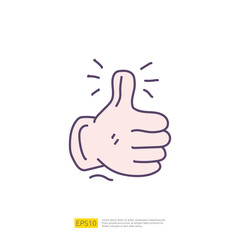 thumb up hand for customer evaluating good rating feedback doodle icon sign symbol. positive review experience concept vector illustration