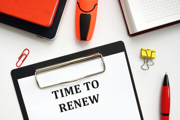  TIME TO RENEW phrase on the sheet.