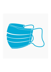 Editable Isolated Side View Shaped Medical Mask Vector Illustration in Flat Monochrome Style for Artwork Element of Healthcare and Medical Related Design