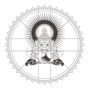 Background Templete Thai Zodiac Board Rahu. Vector illustration