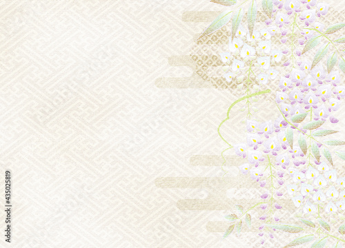 藤の花の友禅風イラスト コピースペースあり Wall Mural Efuroku