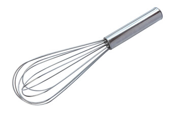 Whisk or egg beater on white background. Top view, clipping path.