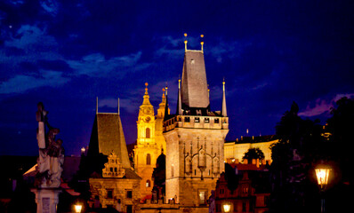 beautiful scene in old town , prague in Czech Republic at night