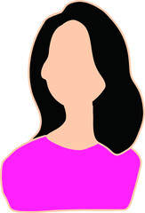 ピンクの服を着た黒髪女性のベクターイラスト