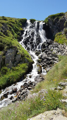 waterfall cascade clear fresh water in Valley in the French Pyrenees Cauterets France