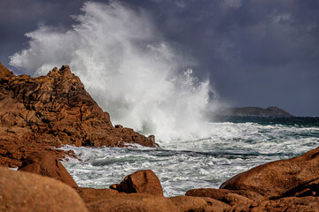 Wave crashing on the rocks