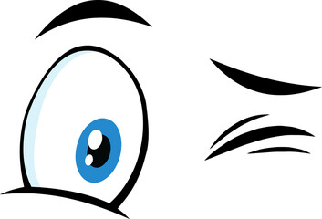 Winking Cartoon Funny Eyes. Vector Hand Drawn Illustration Isolated On Transparent Background