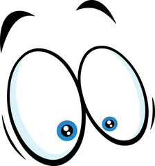 Scared Cartoon Funny Eyes. Vector Hand Drawn Illustration Isolated On Transparent Background