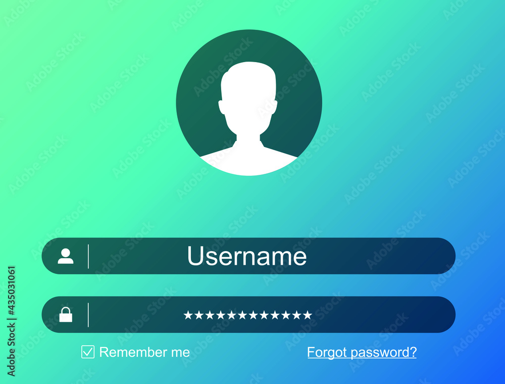 Poster login form page template on trendy gradient background for online registration, smartphone mockups, 