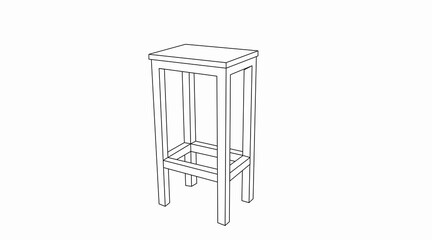 Vector Isolated Black and White Illustration of a Wooden Stool