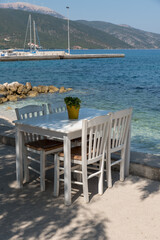 Restaurant table on the island of Kefalonia in Greece