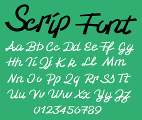 Retro script font isolated on green _ english alphabet 