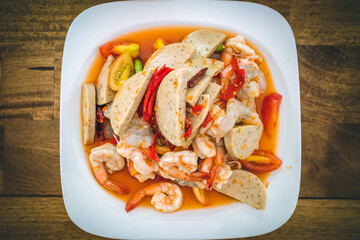 Spicy Pork Salad with Shrimp