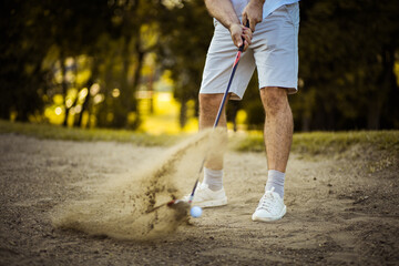 Obraz premium Senior man playing golf. Golfer.