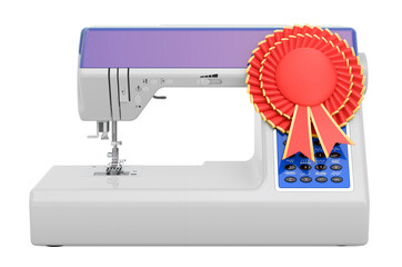 Electronic sewing machine with best choice badge, 3D rendering