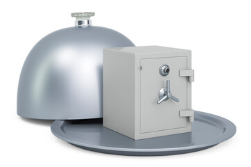 Restaurant cloche with Combination Safe Box, 3D rendering