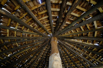 A close-up on a wooden structure.