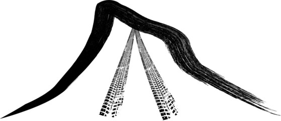 Vector off road mountain . Textured Tire Track . Design Element . Car tread peaks silhouette . Mud splash grunge texture. Tyre track banner  © miloje