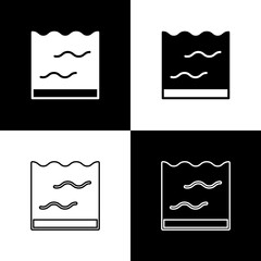 Set Aquarium icon isolated on black and white background. Aquarium for home and pets. Vector