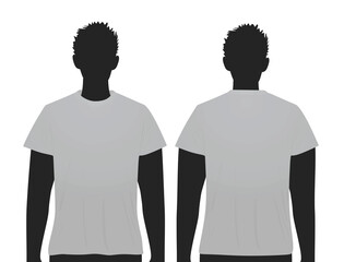 Man silhouette wear grey t shirt. vector