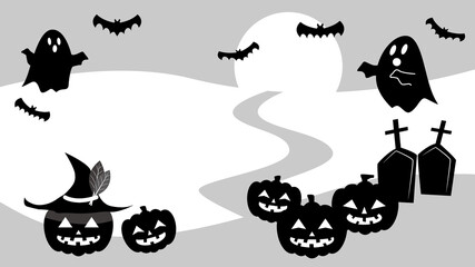 ハロウィンのカボチャとお化けのイラスト