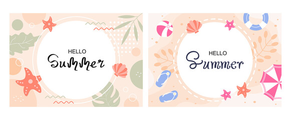 Happy Summer Time in Beach Seaside Vector Illustration for Background, Wallpaper or Banners